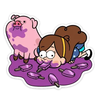 🍯 9574457c Mabel Pines Gravity Falls mabel pines, gravity falls, cartoon, disney, pig, popsicle whatsapp sticker