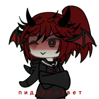 🙄 908befd0 пидора ответ duivel, demon, rood haar, gacha telegram sticker