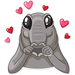 ❤ 95b4c612 binatang, gajah, hati, cinta, imut, kawaii whatsapp sticker