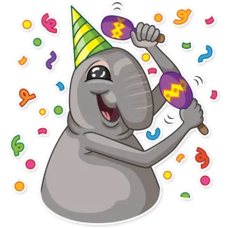 🎉 9d3c962d pesta, perayaan, meriah, hewan, kartun, marakas, topi whatsapp sticker