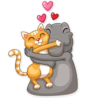 🐱 b7d02c7f kucing, gajah, peluk, cinta, hati, persahabatan whatsapp sticker