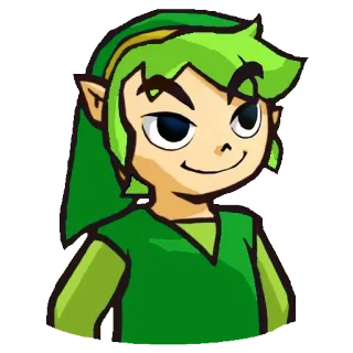 😏 154b0270 Link The Legend of Zelda 林克, 塞尔达传说, 游戏角色, 精灵, 卡通 telegram sticker