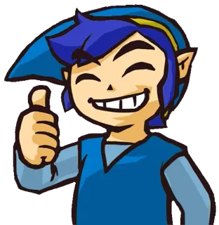 👍 5e49ff0c Link The Legend of Zelda 林克, 塞尔达传说, 电子游戏, 角色, 点赞, 卡通, 蓝色 telegram sticker