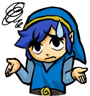 😣 744e621f Link The Legend of Zelda 林克, 塞尔达传说, 电子游戏, 角色, 蓝色, 困惑, 耸肩 telegram sticker