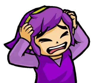 😫 9832902f 卡通, 紫发, 压力大, 沮丧, 动漫, 漫画, 担心 telegram sticker