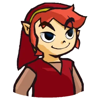 😏 b22410cf Link 游戏角色, 卡通, 林克, 红色, 精灵 telegram sticker