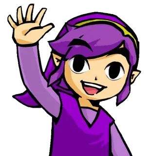 ✋ b2b3823b Link The Legend of Zelda 林克, 塞尔达传说, 电子游戏, 角色, 紫色, 精灵, 波浪 telegram sticker