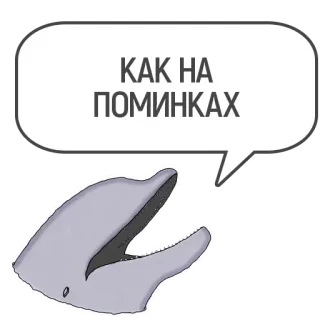 🪦 624f5349 КАК НА ПОМИНКАХ delfino, fumetto, russo, animale, mare, oceano, meme telegram sticker