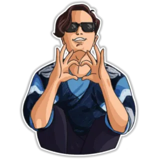 ❤️ 641a3ad8 pessoa, óculos de sol, gesto de coração, desenho animado, adesivo, homem telegram sticker