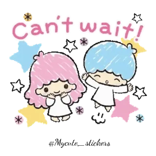 💫 760ed932 Can't wait! 星星, 可爱, 卡哇伊, 快乐 telegram sticker