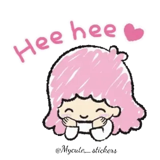 💫 adcb191c Hee hee 可爱, 卡哇伊, 女孩, 粉色, 爱心, 嘻嘻 telegram sticker