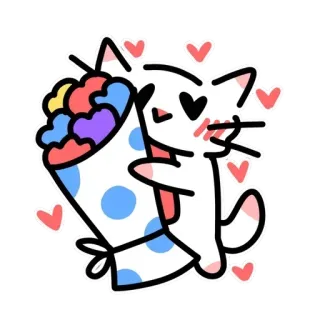 💘 22bcd5e8 gatto, bouquet, cuori, amore, carino, animale, adesivo whatsapp sticker