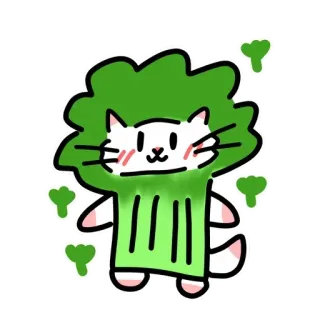 🥦 296f1996 gatto, broccoli, verdura, carino, adesivo, cartone animato, animale whatsapp sticker