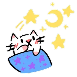 😴 6a4f31f8 gatto, dormire, luna, stelle, cartone animato, carino, sogno whatsapp sticker