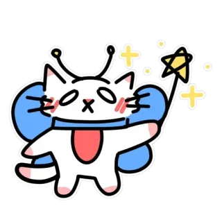 🌠 71eac7e5 gatto, carino, fata, magia, kawaii, cartone animato whatsapp sticker