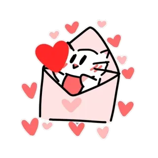 ❤️‍🩹 73a62a85 gatto, amore, cuore, busta, carino, kawaii, adesivo whatsapp sticker