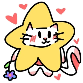 💗 9b5c08f4 gatto, stella, carino, fiore, cuori, adesivo whatsapp sticker