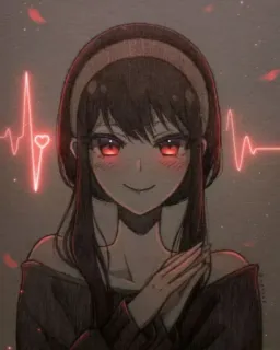 ✨ 08e2cd2c Yor Forger Spy × Family Anime, Kartun, Yor Forger, Spy x Family, Detak jantung, mata merah, Seringai whatsapp sticker