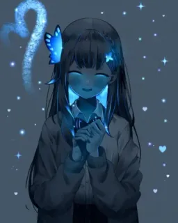 ✨ 39a01c0e Gadis anime, Berkilau, Kupu-kupu, Kilauan, Melamun, Aneh, Seni digital whatsapp sticker