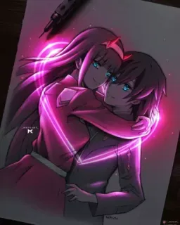 ✨ 968d6ada Zero Two Darling in the Franxx Anime, Pasangan, Romansa, Cinta, Zero Two, Darling in the Franxx, Kartun, Hati whatsapp sticker