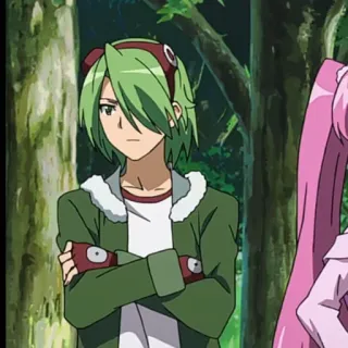 🌿 049c0e05 애니메이션, 초록 머리, 캐릭터 telegram sticker