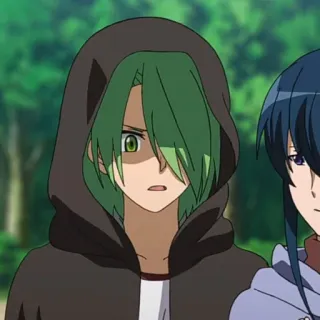 🌿 1354eeab 애니메이션, 캐릭터, 초록 머리, 후드티 telegram sticker