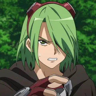 🐾 66922a19 애니메이션, 초록 머리, 화난, 캐릭터 telegram sticker