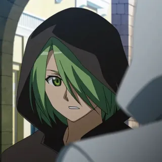 🌿 9dc51436 애니메이션, 만화, 후드티, 초록 머리, 캐릭터, 애니 telegram sticker