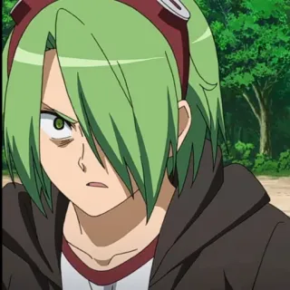 🌿 b8a4cd64 애니메이션, 초록머리, 캐릭터, 화남 telegram sticker