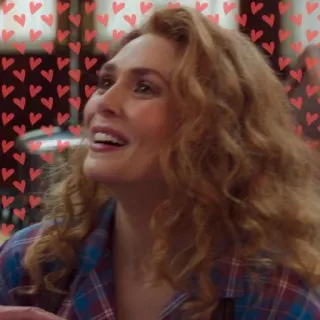 ❤️ 6bbff0bb 여자, 하트, 인물 사진, 곱슬 머리, 사람, 웃는 telegram sticker