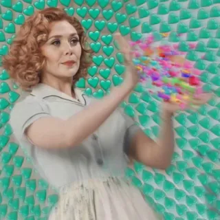 ❤️ b749762b Wanda Maximoff 완다, 마블, 엘리자베스 올슨, 하트, 마법, 슈퍼히어로 telegram sticker