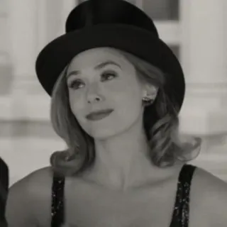 ☕️ d68925e2 여자, 모자, 흑백, 인물 사진 telegram sticker