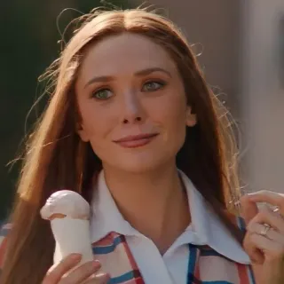 ☕️ d79474a4 Wanda Maximoff WandaVision 완다 막시모프, 스칼렛 위치, 엘리자베스 올슨, 아이스크림, 마블, 완다비전 telegram sticker