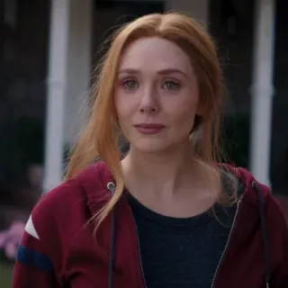 ☕️ dd94e49c Wanda Maximoff WandaVision 여자, 빨간 머리, 후드티, 마블, 엘리자베스 올슨 telegram sticker