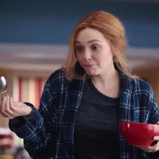 ☕️ e152842a Wanda Maximoff WandaVision 여자, 숟가락, 그릇, 마블, 스칼렛 위치, 슈퍼히어로 telegram sticker