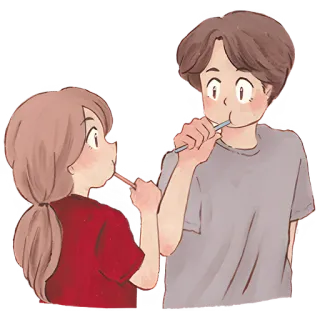 👋 2f3198a2 couple, brushing teeth, cartoon, romance, hygiene, relationship telegram sticker