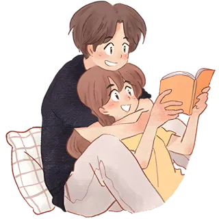 😃 3d8b5833 couple, reading, love, book, romance, together, cozy telegram sticker