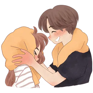 ❤️ 71e6974b couple, cartoon, love, affection, relationship, cute, kawaii telegram sticker