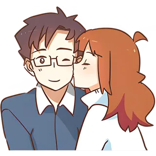 😘 b589b7be pareja, beso, romance, amor, dibujos animados telegram sticker