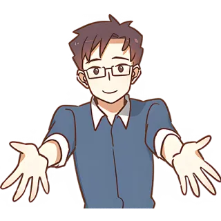 🙂 eb617e8b hombre, dibujos animados, gafas, abrazo, brazos abiertos, invitando telegram sticker