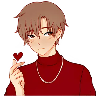 😏 5084d787 Аниме парень, Корейский стиль, Сердце пальцами, Мультфильм, Каваий, Милый telegram sticker