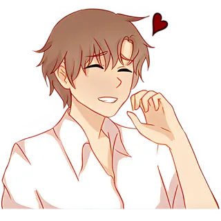 😅 7fdb0003 аниме, мультфильм, мальчик, сердце, звонок, счастливый telegram sticker