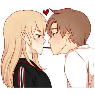 💋 eca227b0 пара, любовь, поцелуй, мультфильм, нежность, романтика, милый telegram sticker