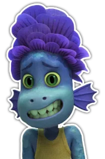 😅 03f25623 Luca лука, disney, персонаж, анимация, стикер, синий, фильм telegram sticker