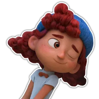 😉 44529ec1 Giulia Marcovaldo Luca Джулия Марковальдо, Лука, Дисней, Пиксар, мультфильм, персонаж, подмигивает telegram sticker