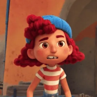 🤔 6f09cee5 Giulia Marcovaldo Luca ดิสนีย์, พิกซาร์, แอนิเมชั่น, จูเลีย, ลูก้า, ผมหยิก, การ์ตูน telegram sticker