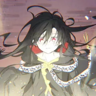 🐺 333ead0f 애니메이션, 만화, 아이, 여자, 눈, 검은 머리, 붉은 눈 telegram sticker