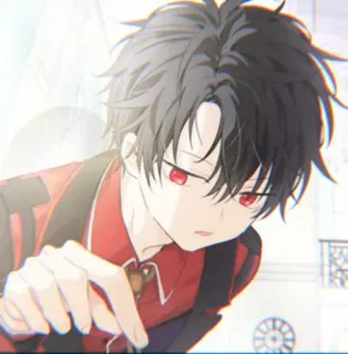 🐺 77973ee5 애니메이션, 소년, 빨간 눈, 검은 머리, 만화, 미술 telegram sticker