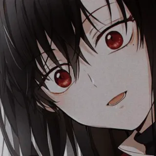 😈 06f5903c Anime, Mangá, Garota, Olhos vermelhos, Cabelo preto, Personagem telegram sticker