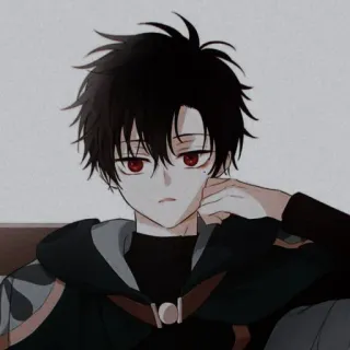 😈 d9dc4f6d Anime, Mangá, Personagem, Menino, olhos vermelhos, Moletom com capuz, Ilustração telegram sticker